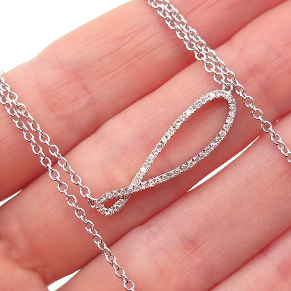 CID Clyde Duneier Sterling Silver Real Diamond Infinity Cable Chain Necklace 18"